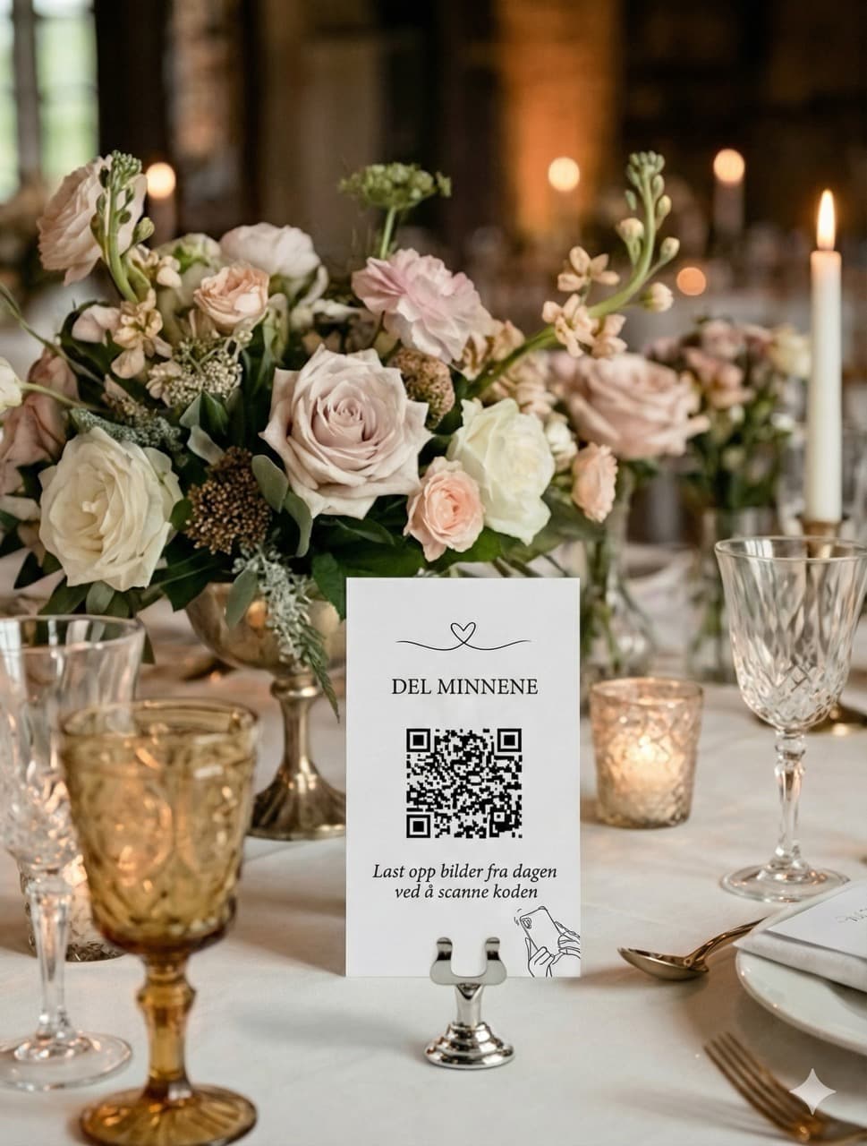 QR code card on wedding table